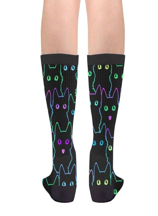 bassyil Black Cat Socks Novelty Crew Socks Casual Funny Crazy Dress Socks For Women Men - Image 2